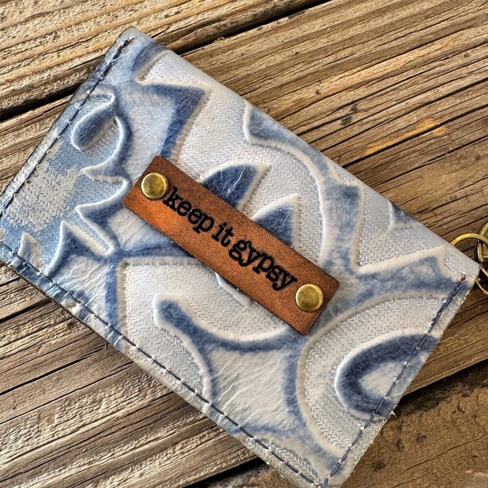 Keep It Gypsy Becca Tooled Leather Card Case Blue Distressed Western